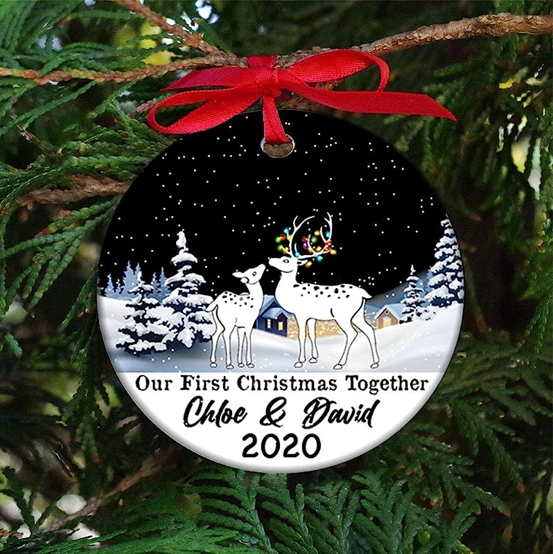 Our First Christmas Together  Wedding Celebration Memory Bear Couple Personalized Customized Ornaments Decorating Customized Custom Ornament For Family