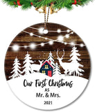 First Christmas Ornaments As Mr & Mrs Couple Married  Wedding Decoration 2.9 Inch Ornament (21-A11)