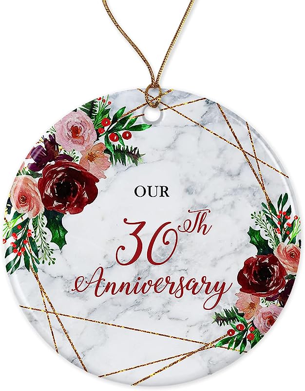 30Th Wedding Anniversary Ornament Gift - Christmas Thirtieth Year Couple Married 30 Thirty Years Mom Dad Parents Both Sides