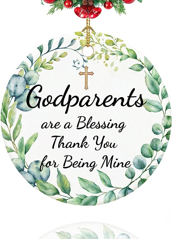 Godparents Gift:Thank You For Being Mine Godparents S Ornaments, Baptism Gifts For Godparents, 2.9" Ceramic Godparents Christmas Ornaments 
