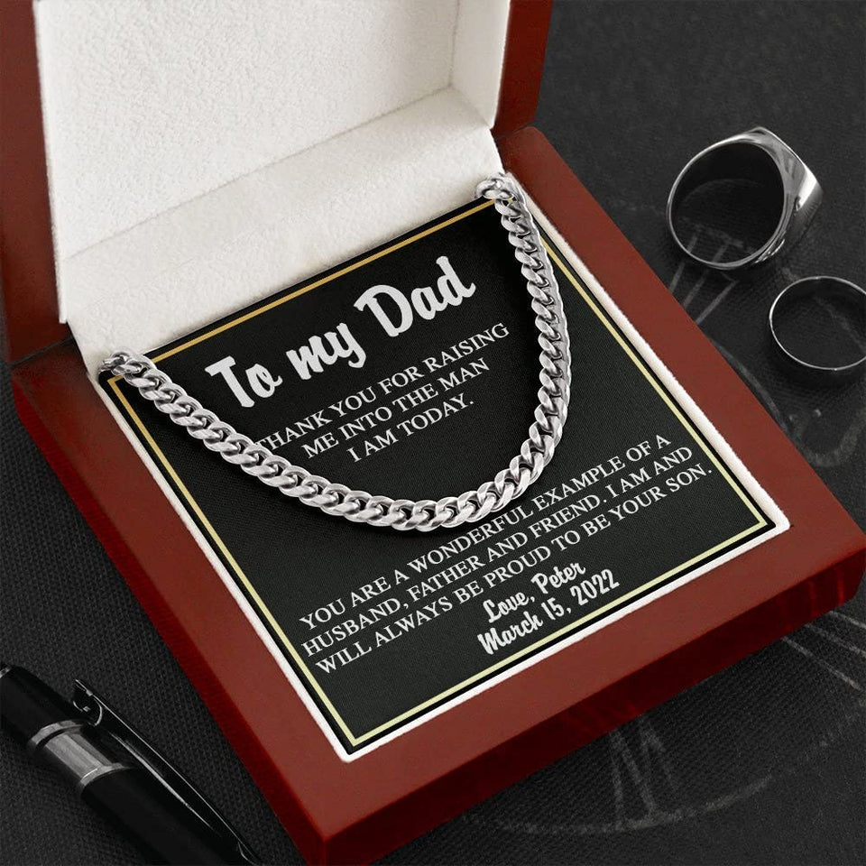 Father of The Groom Gift from Groom Father of Groom Wedding Necklace Personalized Wedding Gift for Dad from Son Cuban