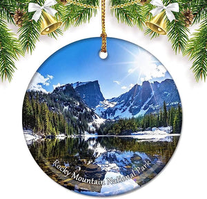 Rocky Mountain National Park Colorado Usa America Christmas Ornaments For Tree Ceramic Pendant Double Sided Ornament Decor Xmas Gifts Porcelain Travel Souvenirs