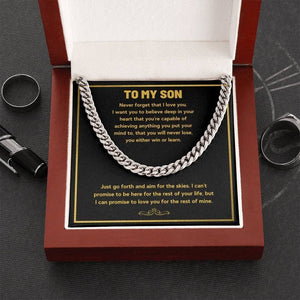To My Son Cuban Link Chain Necklace Birthday Graduation Gift From Dad Mom With Message Card White