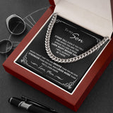 To My Son from Mom Necklace Look Right Beside You - Necklace Gift for Son from Mom, Cuban Chain Necklace for Son,Birthday