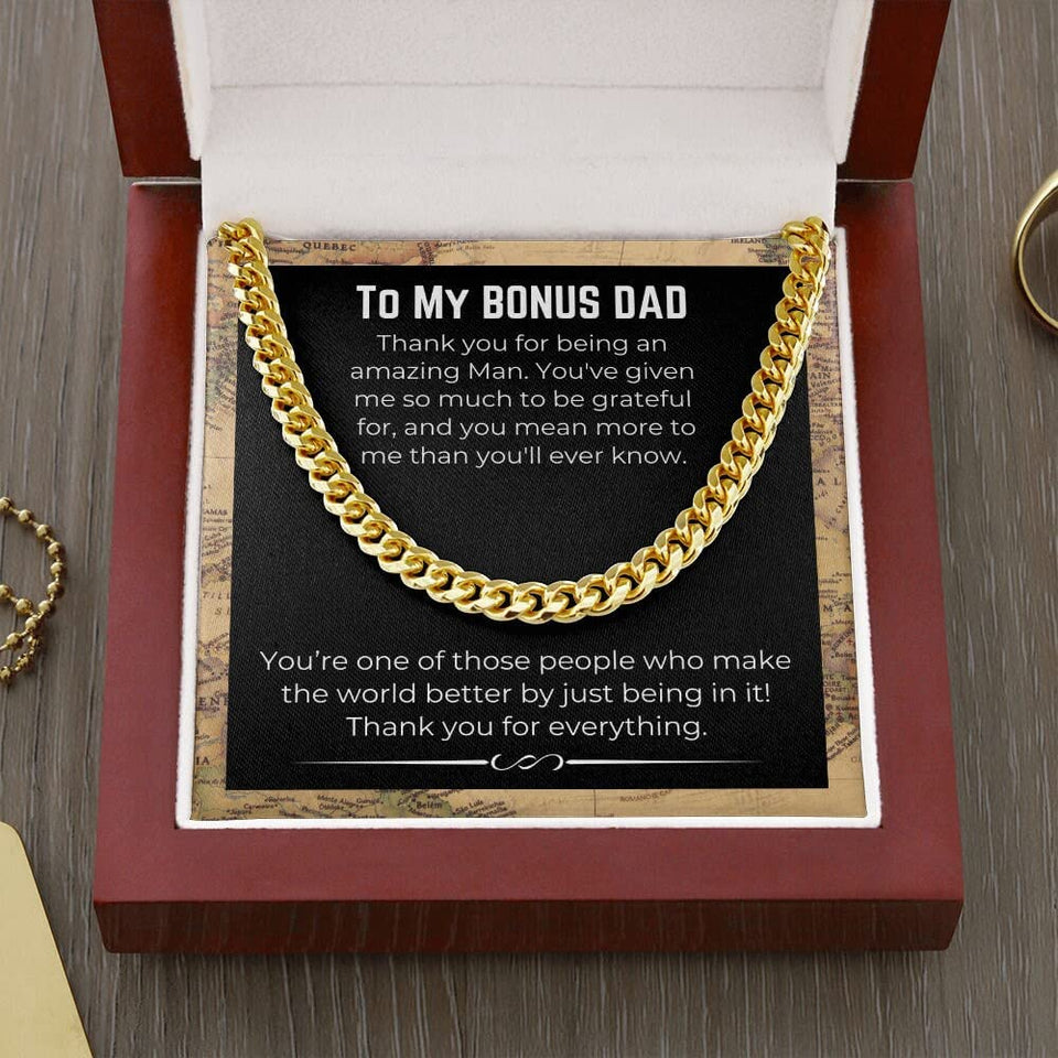Handmade Necklace Message Card Jewelry Message Necklace Bonus Dad Cuban Link Chain necklace on message card. Gift to