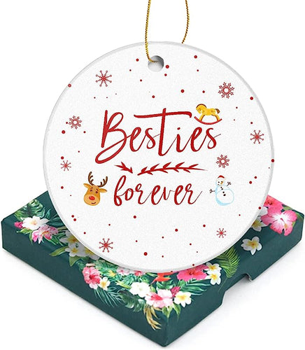 Friendship Christmas Ornament-Besties Forever-Holiday Presents Sisters Friends Gift Ceramic Decoration Friends Bestie Decor Xmas Gifts 3