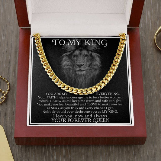Personalized Message Card Cuban Link Chain Necklace To My King You Are My Everything Cuban Link Chain Necklace Gift