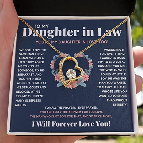 Daughter In Law Necklace Gift - Mothers Day Gift, Valentines Gift, Christmas Gift for Daughter In Law Forever Love Necklace