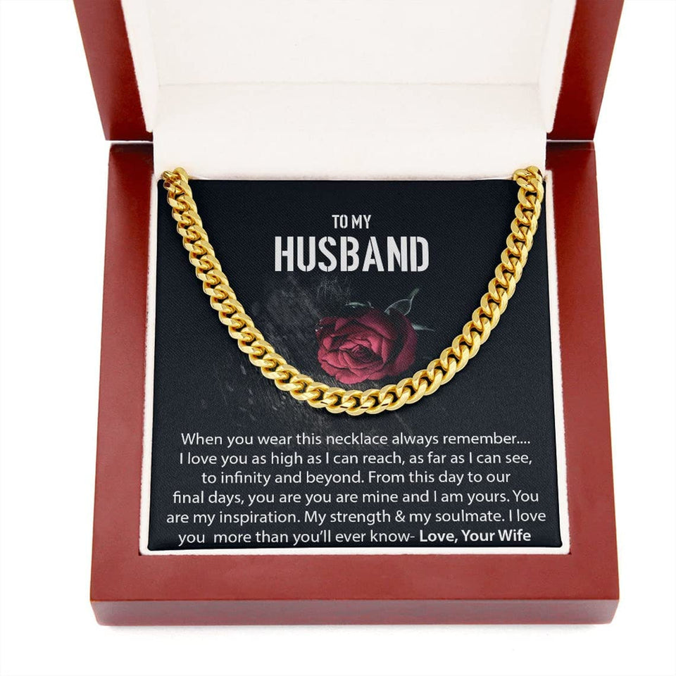 To My Husband Cuban Chain Necklace Wife Husband Necklace Chain Custom Jewelry Valetine Gift Ideas for Him for Men