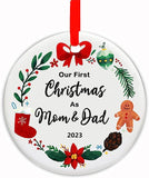 Fkog  Our First Christmas As Mom & Dad Ornaments, New Parents Xmas Tree Decoration Romantic For Mama Papa (Mom & Dad)