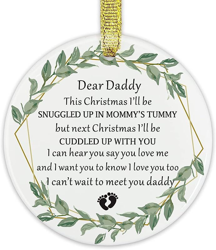 Daddy To Be Christmas Ornament, Dear Daddy From Baby Bump Christmas Ornament,, Pregnancy Announcement, Baby Ornament