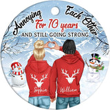 Personalized Couple Annoying Each Other Since, Wedding Anniversary, Personalized Circle Ceramic Ornament Xmas Gifts, Couple Funny Husband Wife Decoration