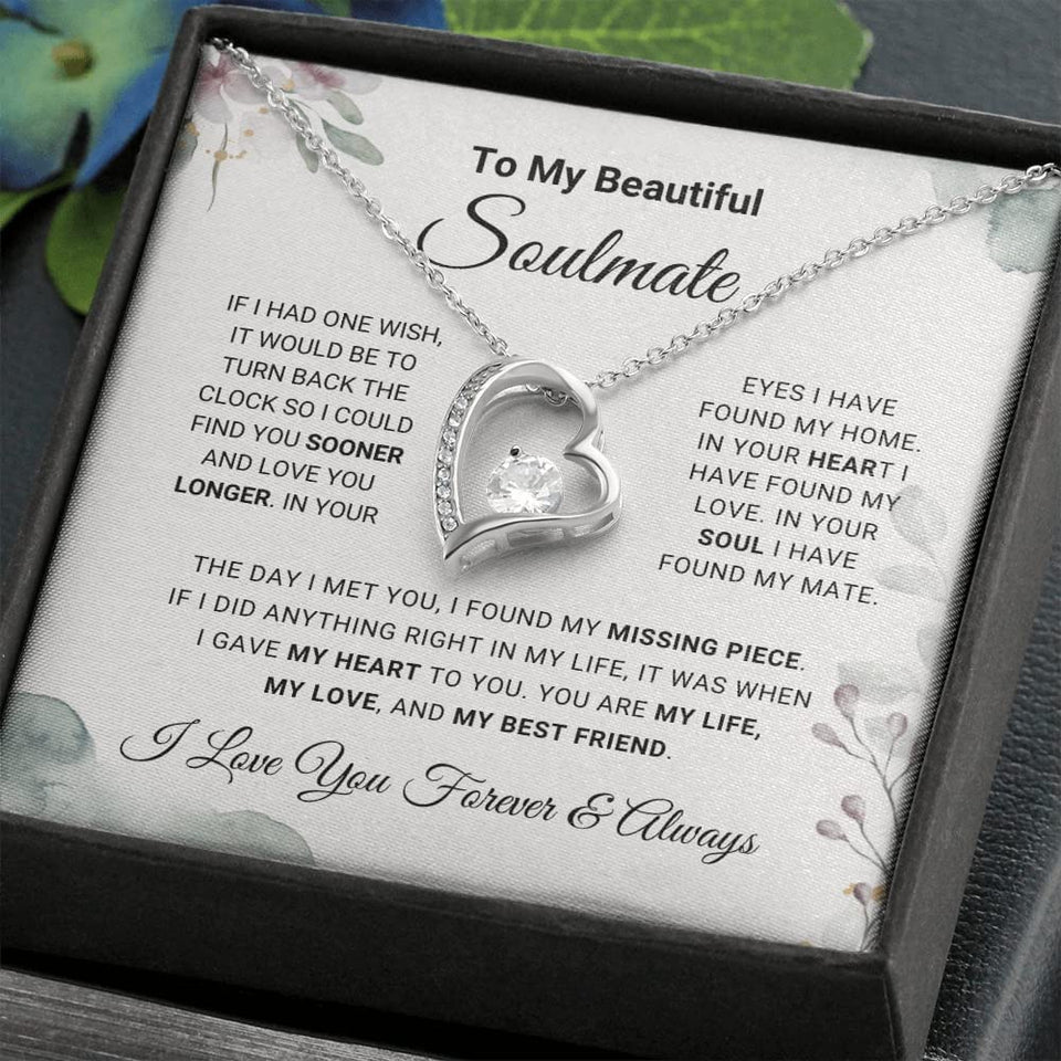 To My Beautiful Soulmate Forever Lover Necklace Jewelry Gift for Wife Anniversary Wedding Gift