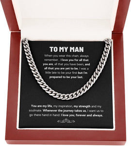 To My Man Necklace, Christmas,  Anniversary,  Birthday Gift To My Man Soulmate Couples Present Necklace, Necklace For Husband, Cuban Link Chain Necklace