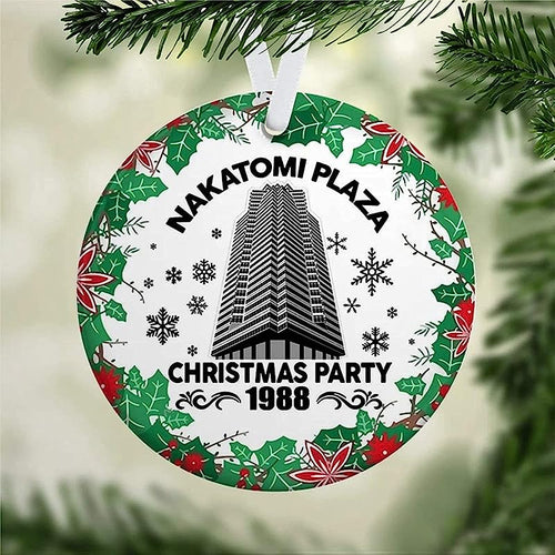 Nakatomi Plaza 1988 Accents Home Living Christmas Ornament, Ceramic Tree Keepsake Present For Family,Friends,Couple &Engagement Party Round Porcelain Best Memory Funny Gift For Birthday