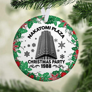 Nakatomi Plaza 1988 Accents Home Living Christmas Ornament, Ceramic Tree Keepsake Present For Family,Friends,Couple &Engagement Party Round Porcelain Best Memory Funny Gift For Birthday