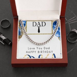 Birthday Necklace For Dad Happy Birthday To My Dad Cuban Link Chain Gift for Dad Gift from Son or Daughter Father's