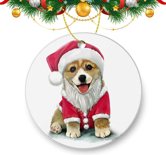 Christmas Decor Christmas Ornaments Corgi Dog In Christmas Santa Hat Round Christmas Ornament Double Sided Xmas Decor Christmas Tree Ornaments Ideas 