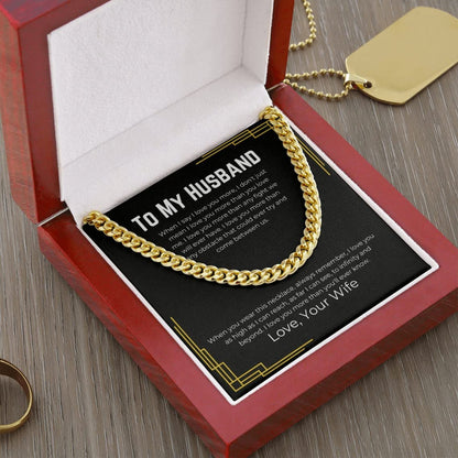 To My Husband Cuban Chain Necklace, Husband Necklace from Wife, Wife Husband Necklace Chain, Birthday Gift for Men