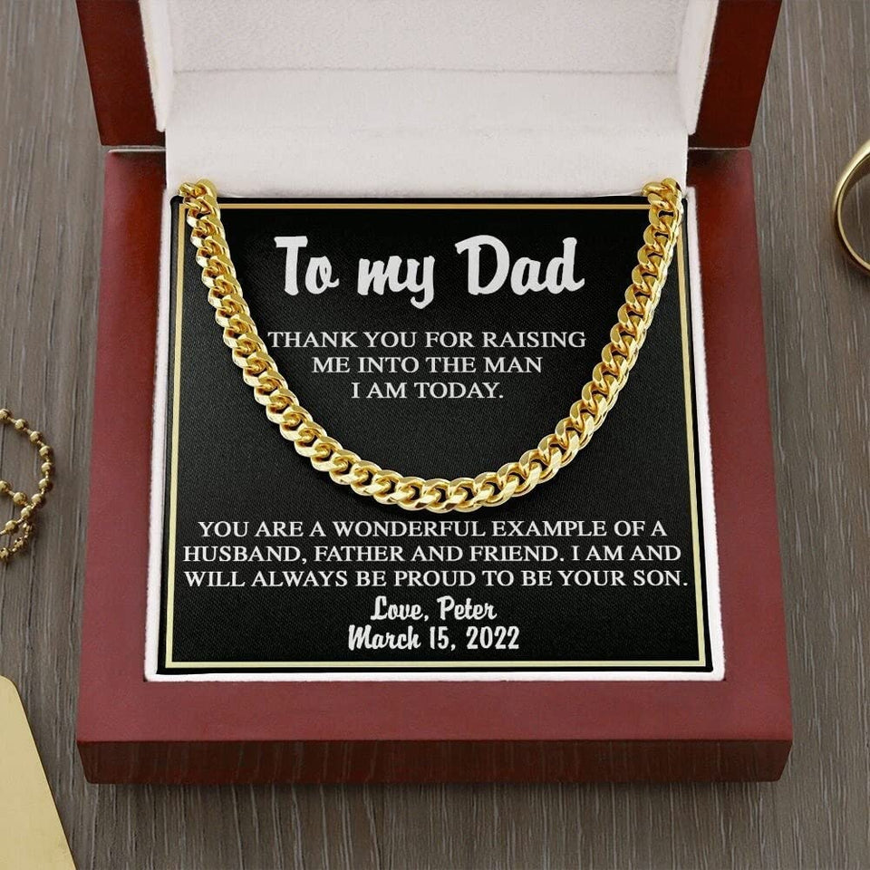 Father of The Groom Gift from Groom Father of Groom Wedding Necklace Personalized Wedding Gift for Dad from Son Cuban
