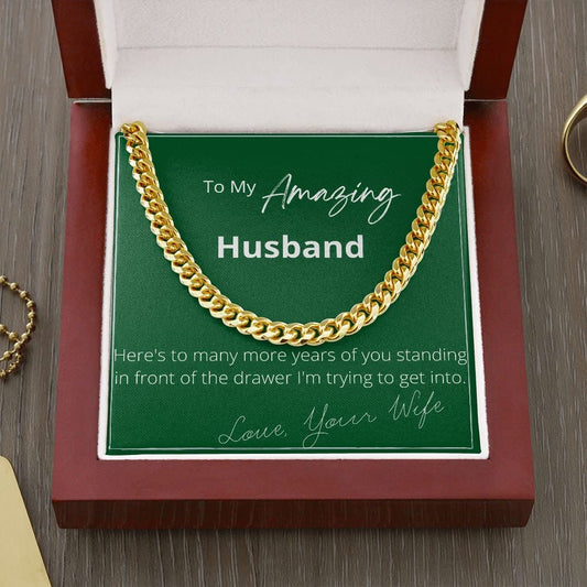 Gift For Husband Cuban Link Chain Necklace For Him Birthday Anniversary Romantic Soulmate Gift To Husband