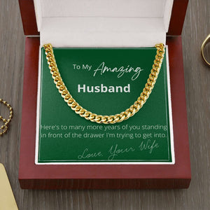 Gift For Husband Cuban Link Chain Necklace For Him Birthday Anniversary Romantic Soulmate Gift To Husband