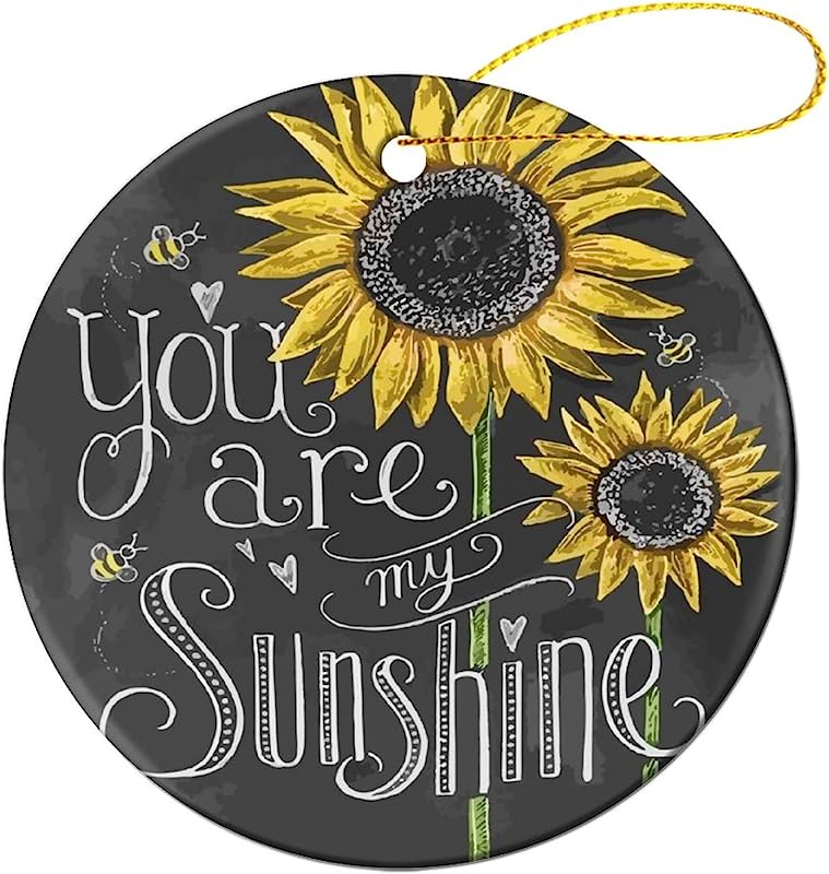 Nelife Christmas Tree Ornament You Are My Sunshine Sunflower Ceramic Ornaments Hanging Pendant For Xmas Tree Home Wedding Decorations, Gifts Souvenir