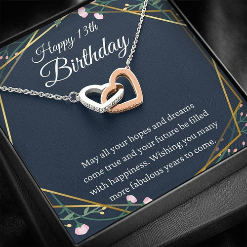 13th Birthday Neaklace Interlocking Hearts Necklace Happy 13th Birthday 13th s for Girls Jewelry For 13 Year Old