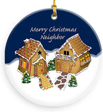 Ceramic Round Ornaments - Merry Christmas Neighbor Personalized Custom Handmade Holiday Christmas Ornament Ideas 2019, 2.87" In Diameter