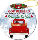 Custom God Blessed The Broken Road That Led Me Christmas Tree Decor, Personalized Double-Sided Printing Christmas Engagement Wedding Anniversary Keepsake Ornament Gift