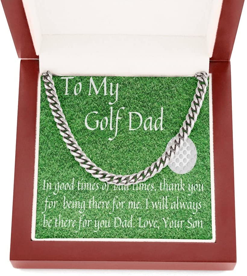 Father's Day Necklace Golf Gifts For Men To My Golf Dad Cuban Link Chain Gift for Dad Gift from Son Father's Day