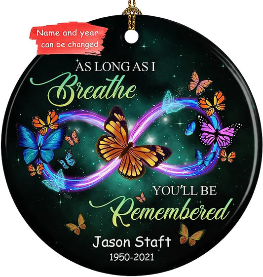 Personalized Memorial Circle Ornament,Photo Change Upload, Custom Name, Sympathy Gifts - Bereavement Gifts - Decoration Christmas Ornament Ceramic