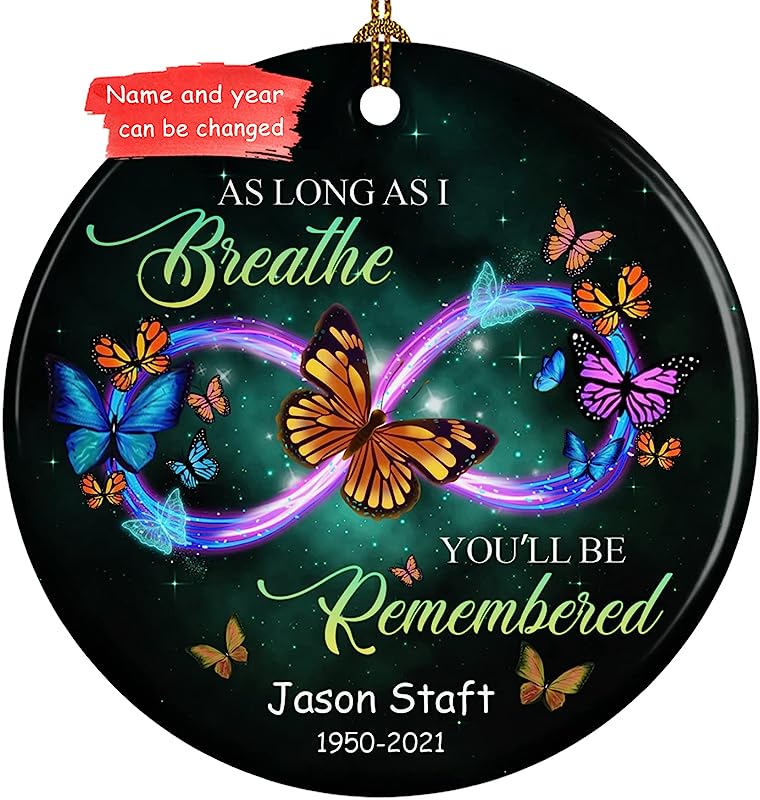 Personalized Memorial Circle Ornament,Photo Change Upload, Custom Name, Sympathy Gifts - Bereavement Gifts - Decoration Christmas Ornament Ceramic