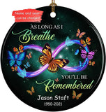 Personalized Memorial Circle Ornament,Photo Change Upload, Custom Name, Sympathy Gifts - Bereavement Gifts - Decoration Christmas Ornament Ceramic