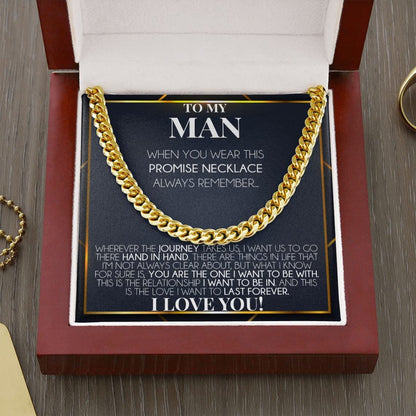 To My Man Necklace, Husband Necklace from Wife, Necklace for Boyfriend, Mens Cuban Chain Necklace, Mens Necklaces for Him, Gifts for Men