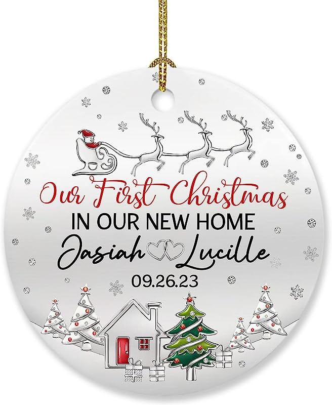 New Home Ornament Gift For Housewarming Mr & Mrs, Personalized Our First Christmas In Our New Home Ornament Christmas , 1St Xmas In New Home Ornament, Custom Names Date Couple Ornament Christmas