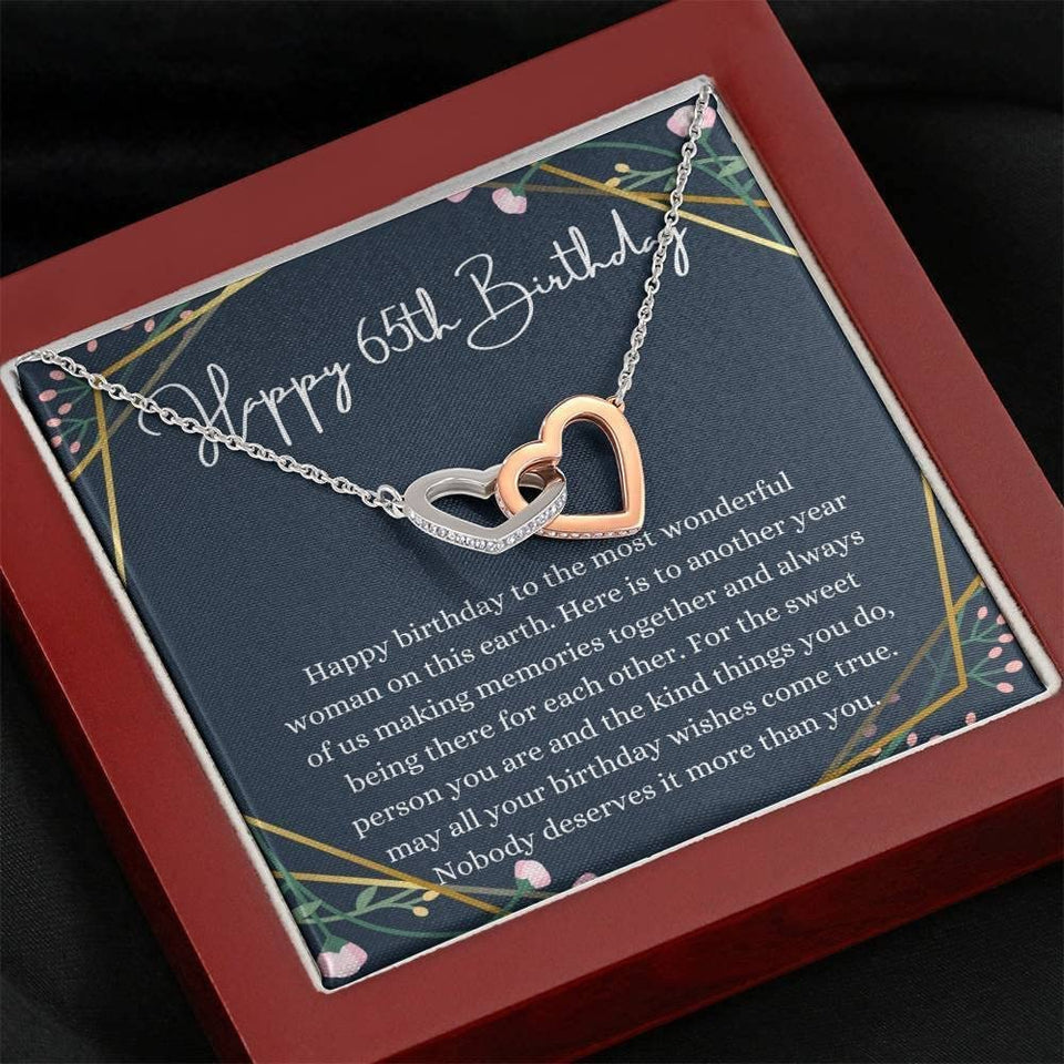 65th Birthday necklace Interlocking Hearts Necklace Gift For Her 65th For Her Sixty Fifth For Women Friend