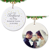 First Christmas Ornaments As Mr & Mrs Couple Married Wedding Decoration Personalized Custom Photo Picture Ceramic 2.9 Inch Ornament Engaged (Mr & Mrs)