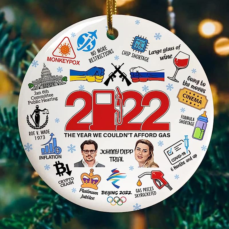  Christmas Ornament, The Year We Couldn'T Afford Gas Christmas Ornaments Funny, Commemorative Event  Ornament,  Memorable Event Xmas Ornaments, Gas Price Inflation Christmas Tree Ornaments