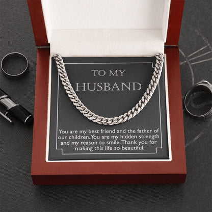 Handmade Necklace Message Card Jewelry Message Necklace Personalized Gifts Message Card To My Husband Cuban Link