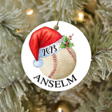Children'S Baseball Christmas Ornament, Personalized Christmas Ornament, Baseball Player Ornament, Christmas Tree Ornaments , Baseball Player Gift, Christmas  Ornament, Circle Ornament