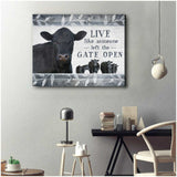 Live Like Someone Left The Gate Open Angus Cow Wall Art Decor, Gifts For Cow Lovers Canvas