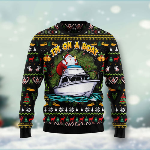 Santa On A Boat Ugly Christmas Sweater 