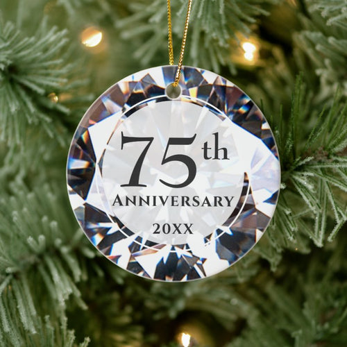 75Th Anniversary Diamond Photo Personalized Ceramic Ornament