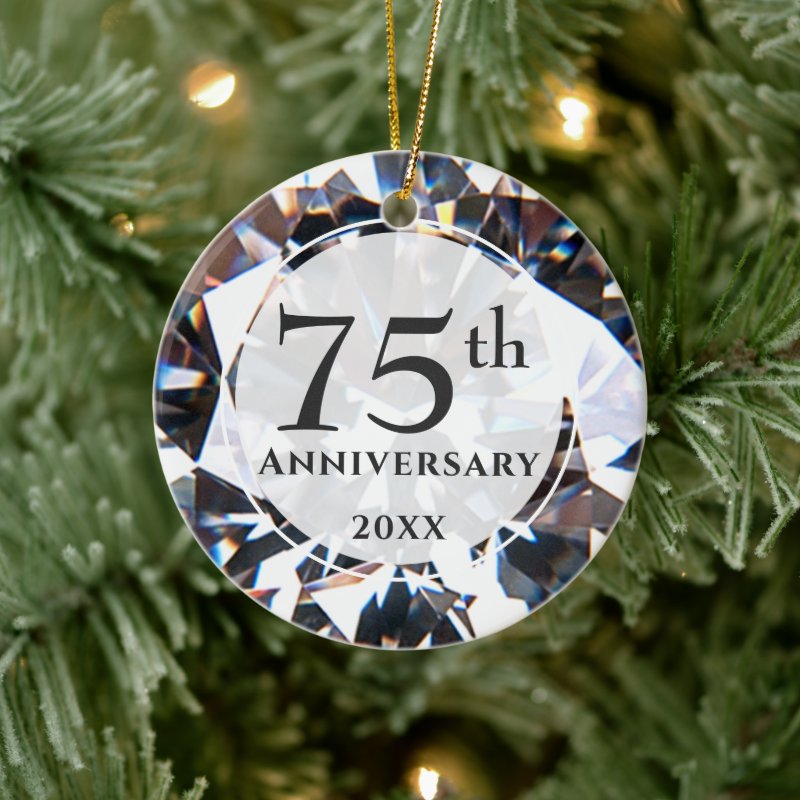 75Th Anniversary Diamond Photo Personalized Ceramic Ornament