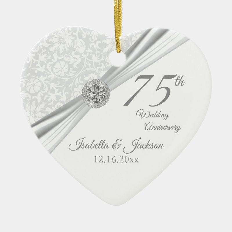75Th Diamond Wedding Anniversary Ceramic Ornament