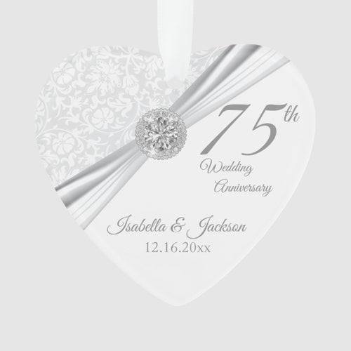 75Th Or 60Th Diamond Wedding Anniversary Keepsake Ornament