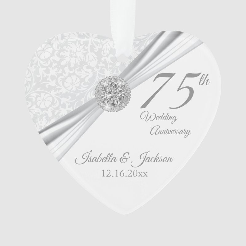 75Th Or 60Th Diamond Wedding Anniversary Keepsake Ornament