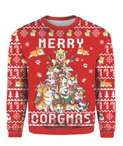 Funny Corgi Merry Corgmas Ugly Christmas Sweater | For Men & Women | UH1406