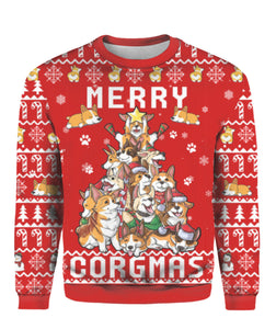 Funny Corgi Merry Corgmas Ugly Christmas Sweater | For Men & Women | UH1406